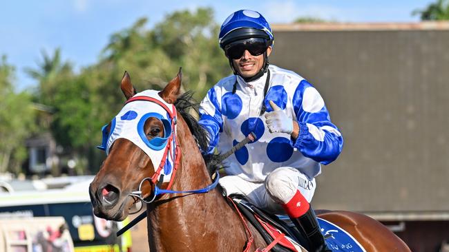 The Gary Clarke trained Rising Sphere won at Fannie Bay with jockey Ianish Luximon in the saddle. Picture: Caroline Camilleri