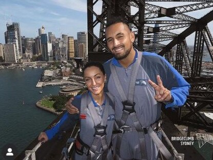 Nick Kyrgios and Chiara Passari in Sydney doing the Harbour Bridge Climb. Picture: Instagram