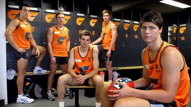 The GWS 2011 draft class (from left) Dylan Shiel, Devon Smith, Dom Tyson, Adam Tomlinson and Jonathon Patton.