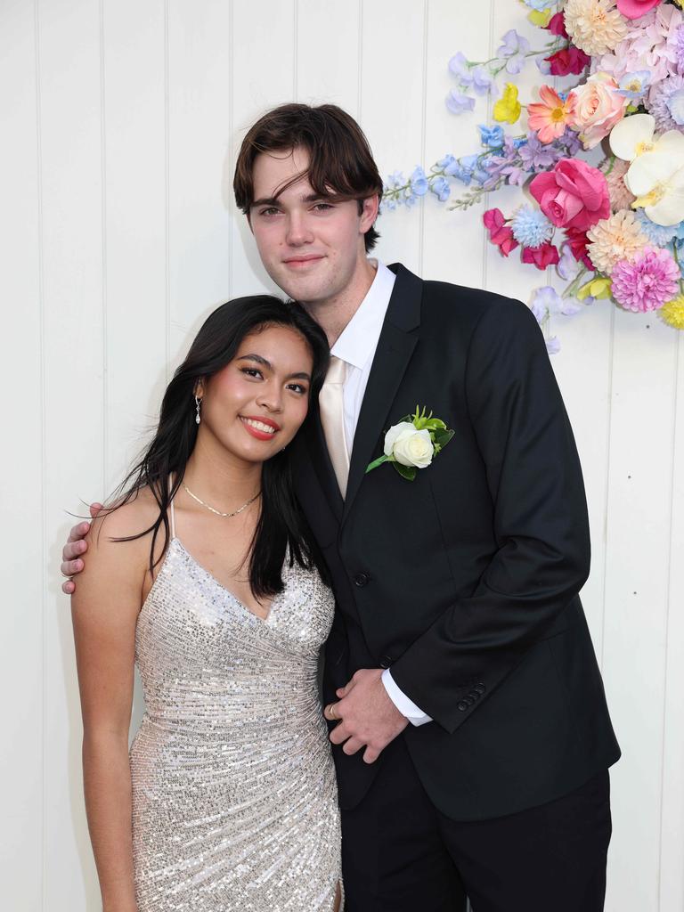 Sherisse Vilar and Zach Osborne at Coombabah State 2024 High School Formal at the Gold Coast Turf Club. Picture: Portia Large.