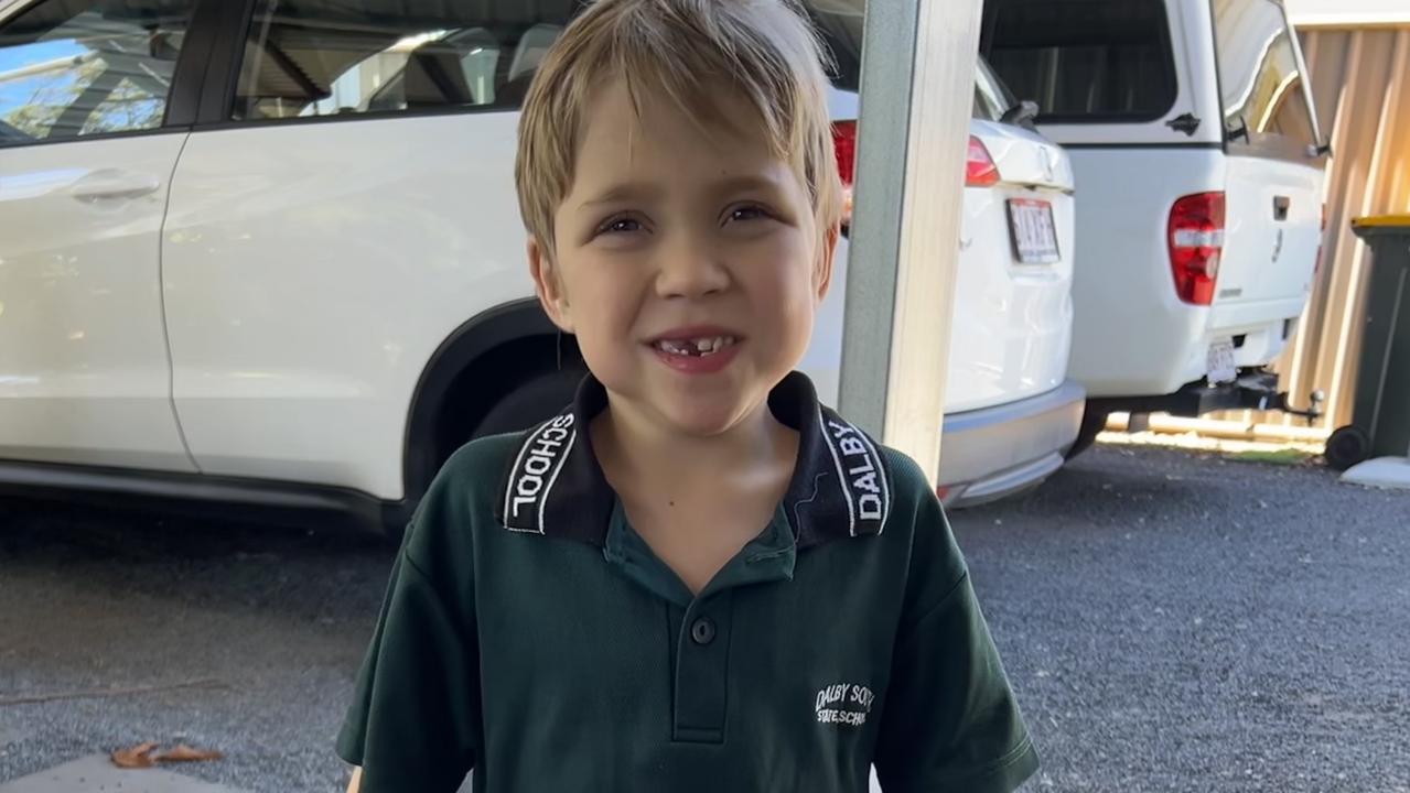 Prep student Noah Mandall ready for his first day at prep school on the Darling Downs. Picture: Renae Droop/RDW Photography