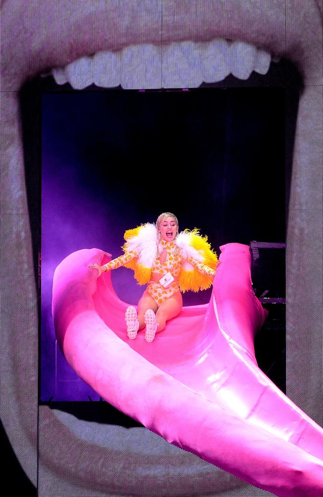 Miley Cyrus’ grand entrance for her Bangerz Tour. Picture: Noelle Bobrige