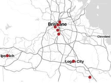 A heat map of home invasions in Brisbane.