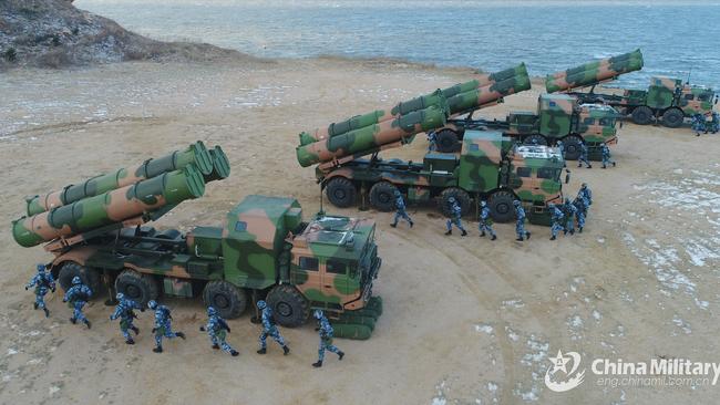 Soldiers assigned to the coastal missile troops with the navy under the PLA Northern Theater Command prepare anti-ship missile systems. Picture: eng.chinamil.com.cn/PLA