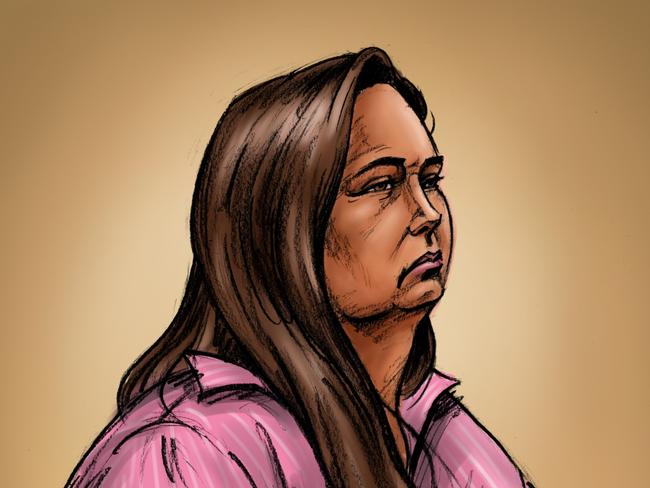 MORWELL, AUSTRALIA- NewsWire Photos APRIL 29, 2025: Court sketch of accused mushroom cook killer Erin Patterson in the Latrobe Valley Supreme Court. Picture: NewsWire / Paul Tyquin