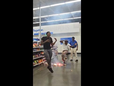 Reckless men set off fireworks in supermarket