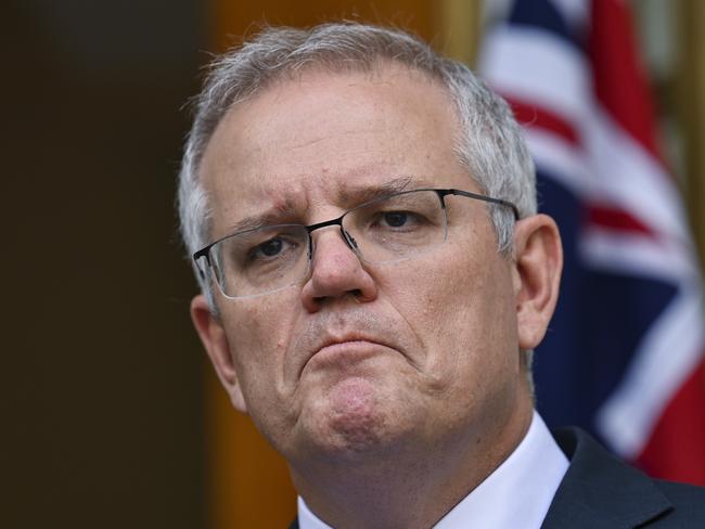 CANBERRA, AUSTRALIA - NewsWire Photos JULY 2, 2021: Prime Minister Scott Morrison holds a press conference after the National Cabinet meeting at Parliament House. Picture: NCA NewsWire / Martin Ollman