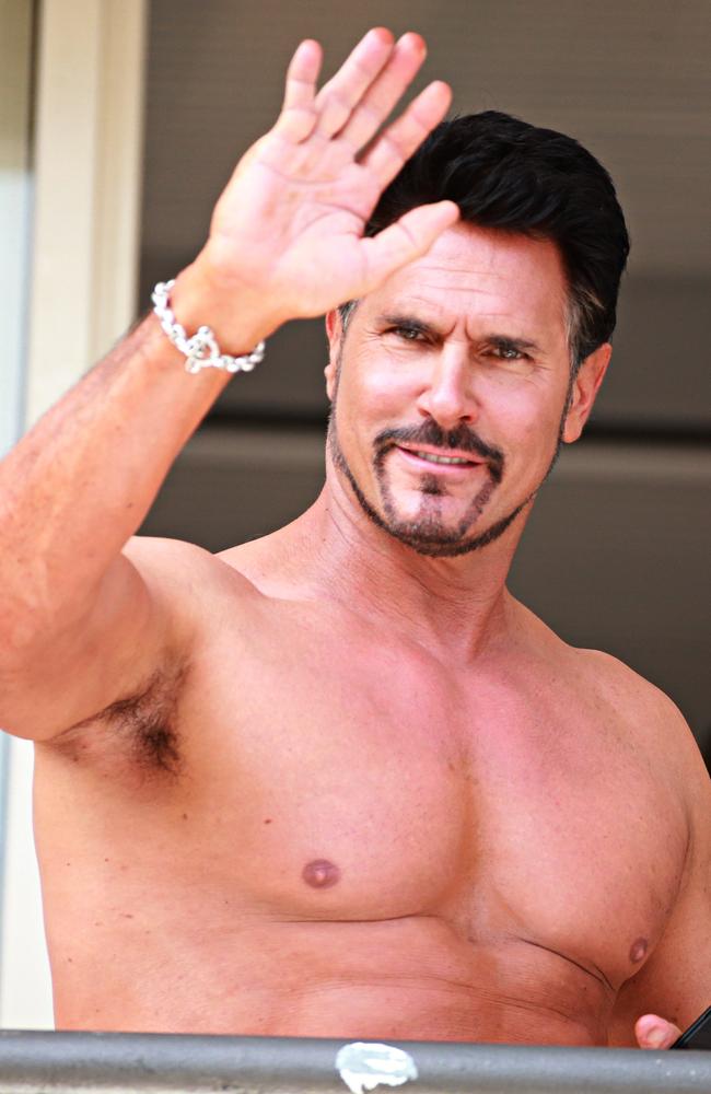 Don Diamont waving to fans before going on set at Shelly Beach. Picture: Adam Yip/ The Manly Daily