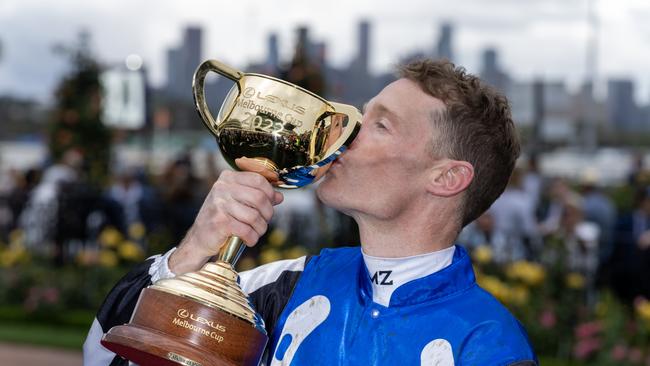 That winning feeling. (Photo by Jay Town/Racing Photos via Getty Images)