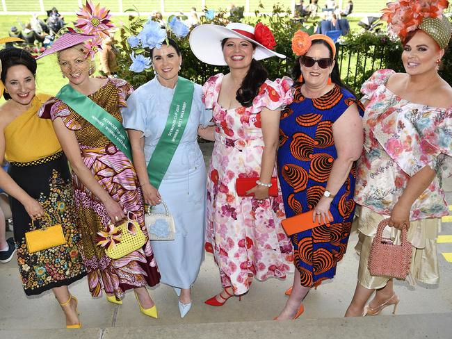 Bet365 Seymour Cup horse racing, held at Seymour racecourse Seymour, Victoria, Sunday 13th October 2024. Pictured enjoying the race meeting are Leonora Romensky, Kellie Owen, Kelly Carti, Doris Jovic, Jo Eltringham, Dahjna Heenan.Picture: Andrew Batsch