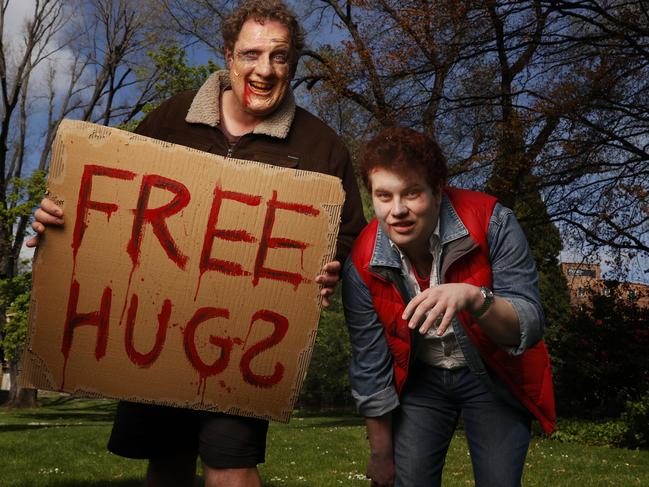 Steven Hore and Daniel Cheeseman who will take part in the annual Hobart Zombie March.  Picture: Nikki Davis-Jones