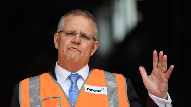 Prime Minister Scott Morrison visits the Downer EDI Rail Auburn Maintenance Centre in Sydney, Tuesday, September 25, 2018. (AAP Image/Mick Tsikas) NO ARCHIVING