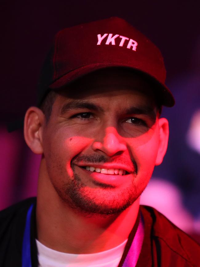 Cody Walker watches on during the Australian super welterweight title bout between Tim Tszyu and Joe Camilleri. Picture: Cameron Spencer/Getty Images