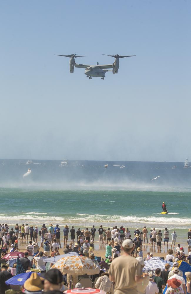 A USMC Osprey performing. Picture: Glenn Campbell