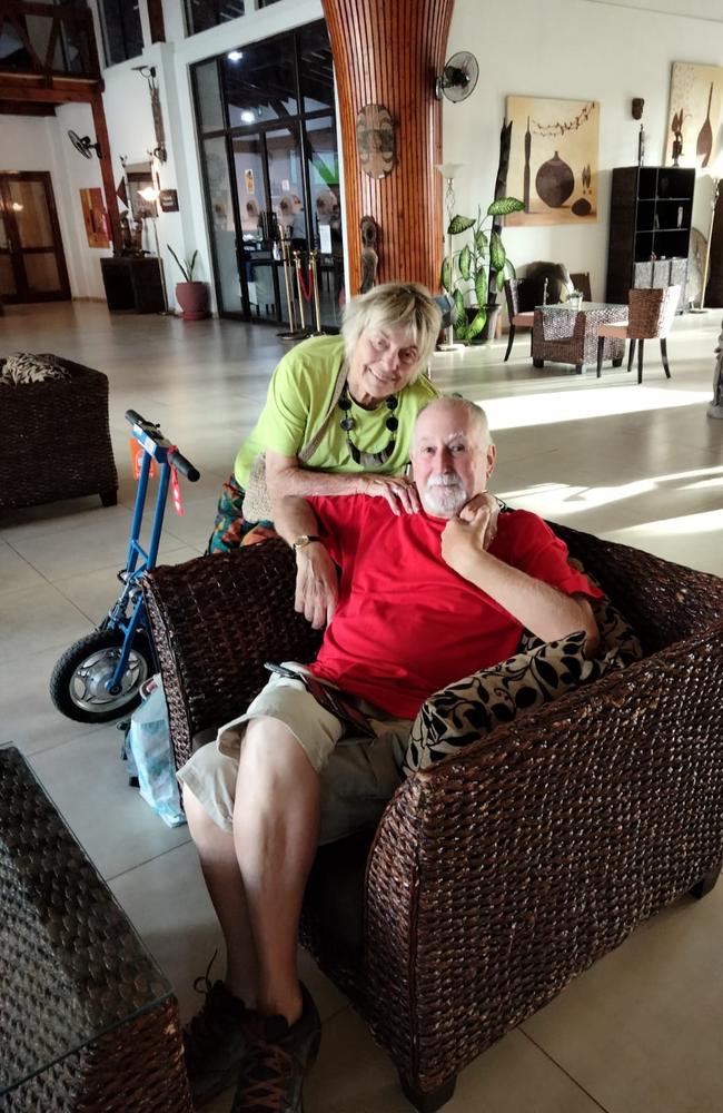 Violeta and Doug Saunders were among eight tourists stopped from reboarding their luxury cruise liner. Picture: Supplied