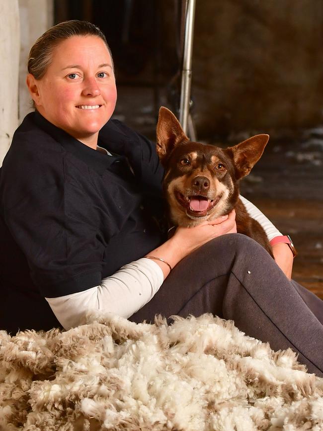 Katrina Ogden with Bess the Kelpie. Picture: Zoe Phillips