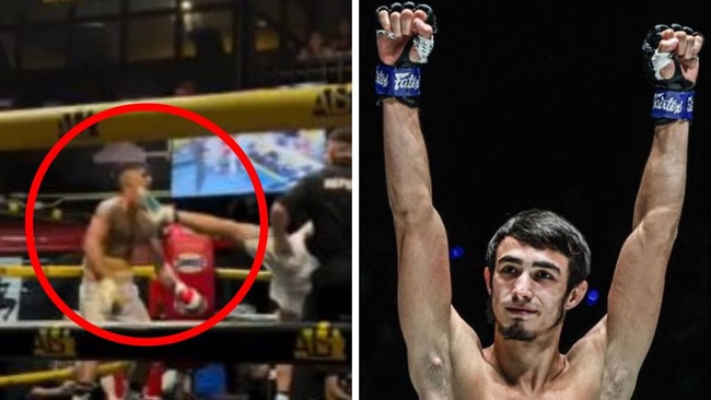 The kick that has shocked boxing and Abdurashidov in MMA action. Photos: X/Instagram