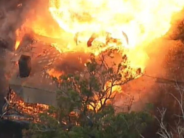 This Tonimbuk property explodes into a massive fireball. Picture: @DougalBeatty/Twitter