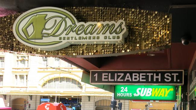 Dreams Gentlemen's Club in Melbourne's CBD where Ms Tierney died. Picture: AAP