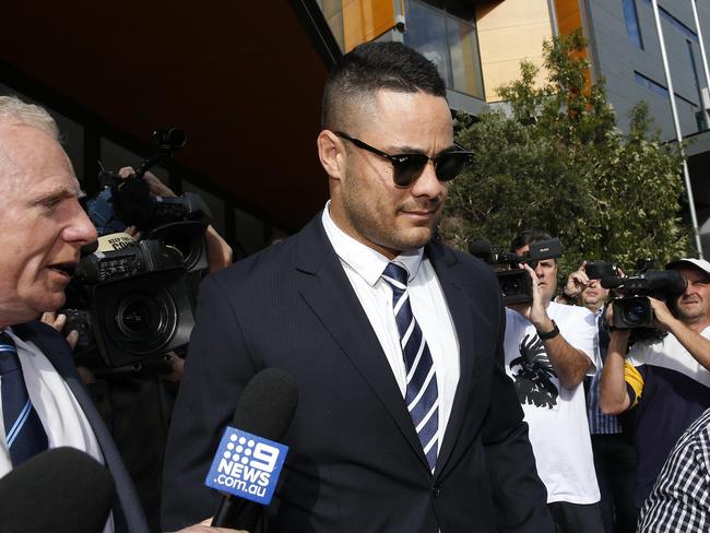 Hayne leaves Newcastle Court after getting his bail changed so he can live at Umina. (AAP Image/Darren Pateman)