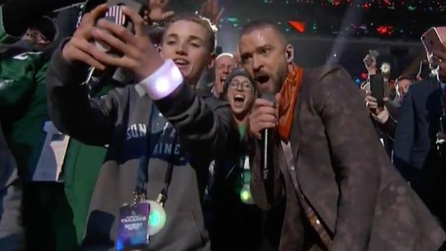 Selfie Kid with Justin Timberlake during the half time show