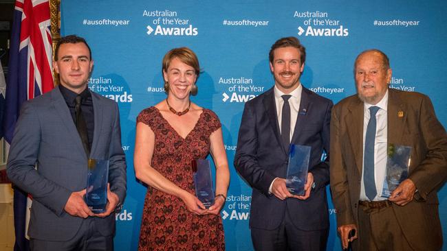 Award recipients, from left, Will Smith, Dr Jess Melbourne-Thomas, Thomas Windsor and Dr Graeme Stevenson.