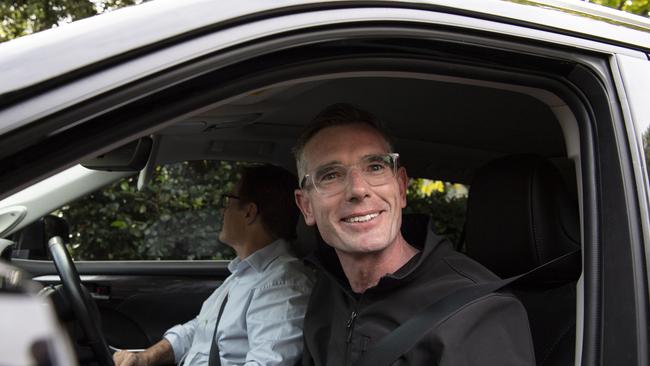 Dominic Perrottet leaves his home after his election defeat. Picture: NCA Newswire/ Monique Harmer