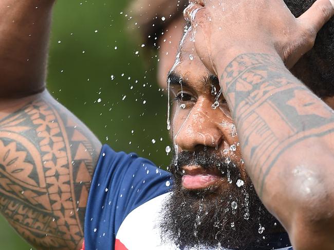 Marika Koroibete training with Melbourne Rebels at Gosh's Paddock. Former Melbourne Storm NRL star Marika Koroibete has his first training session since crossing codes. Picture: Nicole Garmston