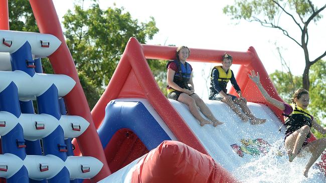 An inflatable water park could soon be up and running at Redcliffe. File photo.