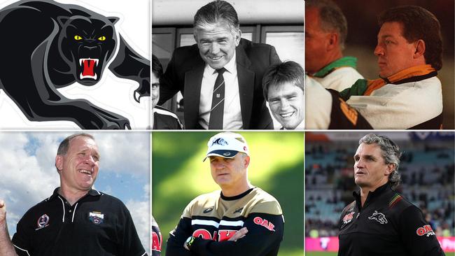 Penrith coaches (clockwise from top left) Ron Willey, Phil Gould, Ivan Cleary, Anthony Griffin and John Lang.