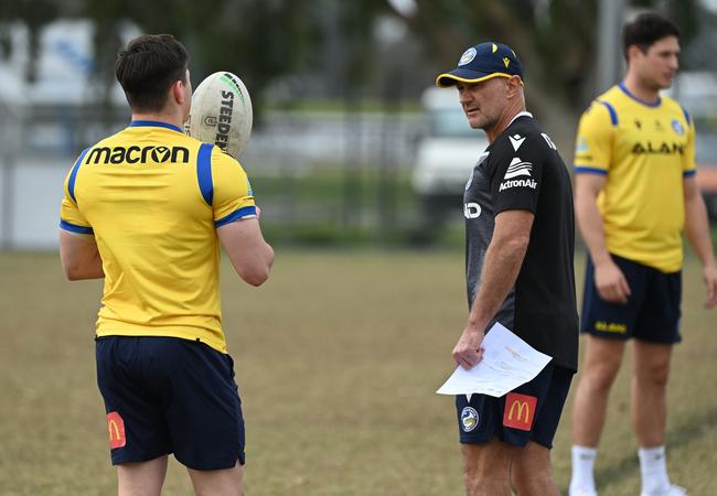 Brad Arthur runs the show at Eels training. Picture: NRL Photos