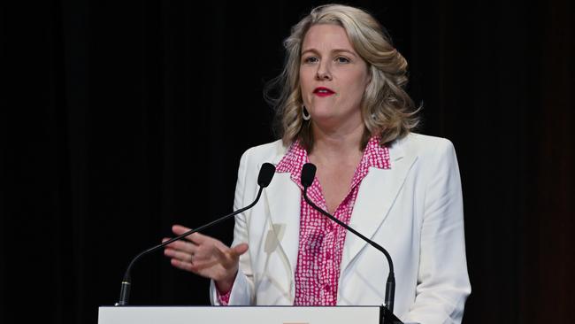 “What I would like to say today to Optus is that transparency and accountability are paramount here’, said Cyber Security Minister Clare O'Neil in a press conference on Sunday. Picture: NCA NewsWire / Martin Ollman