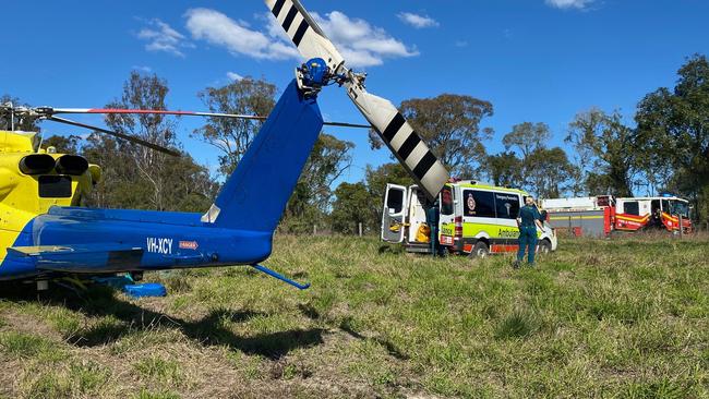 Man airlifted in serious condition after heavy machinery incident