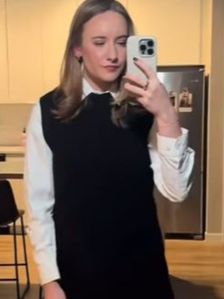 Office worker Morgan Miles is going viral on TikTok. Picture:TikTok/morgmiles14