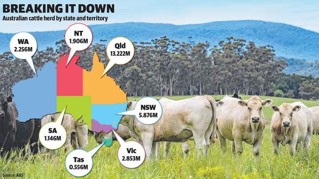 Australian cattle herd by state and territory.