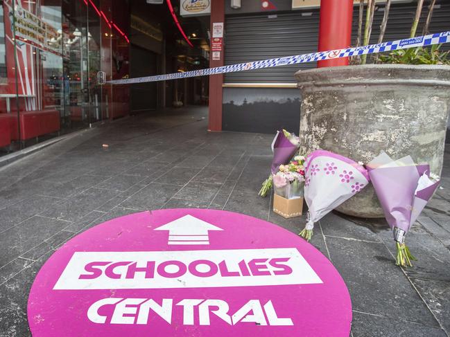 Flowers were left outside the hotel where the incident occurred. Picture: Nigel Hallett