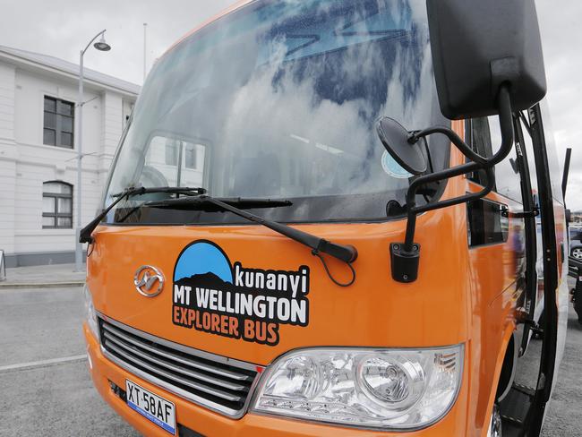 The kunanyi/Mt Wellington Explorer Bus Company at the launch of their new mountain service. Picture: MATHEW FARRELL