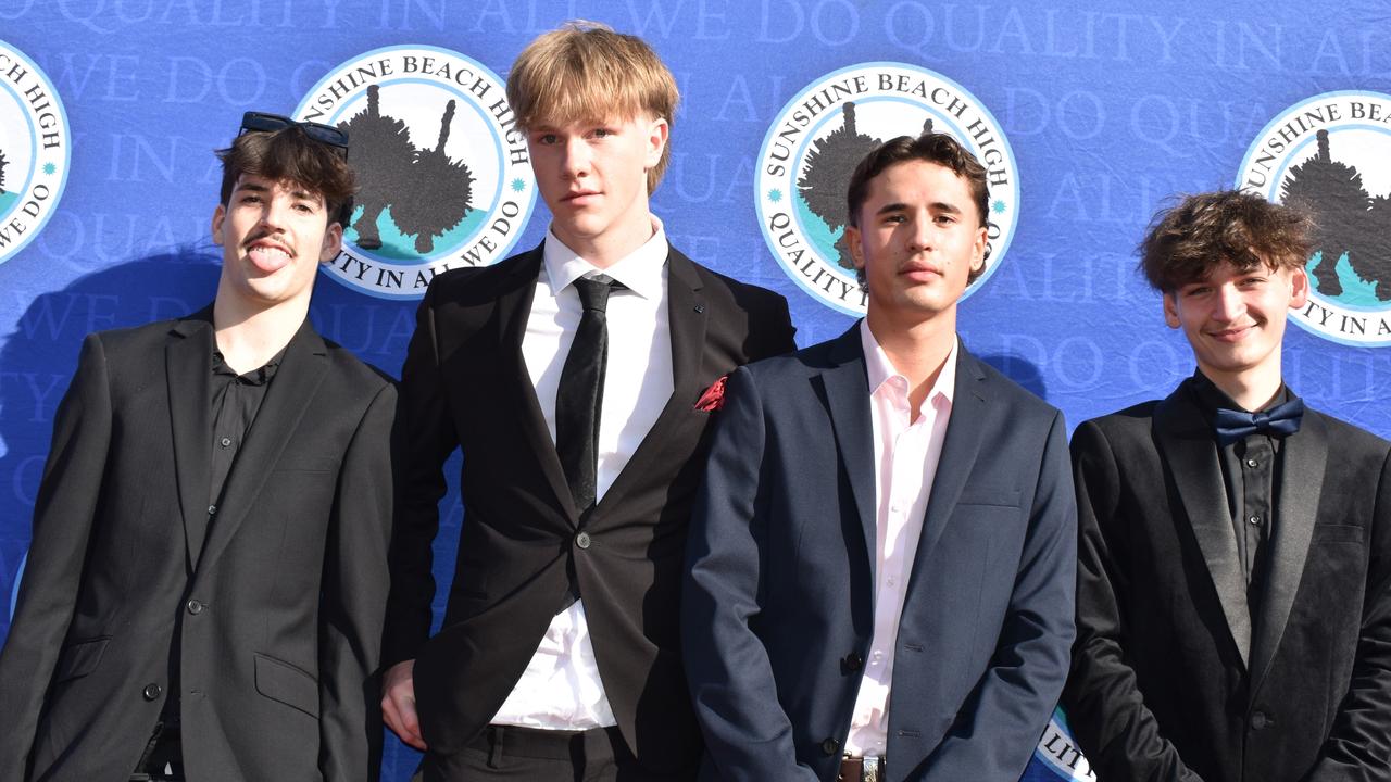 Josh, Ben, Eli and Iwo at the Sunshine Beach State High School formal 2024.