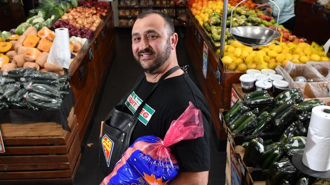 ON A PLATE: John Kapiris, owner of, St Bernards Fruit and Veg Market. Not a big fan of Aldi Picture. Keryn Stevens