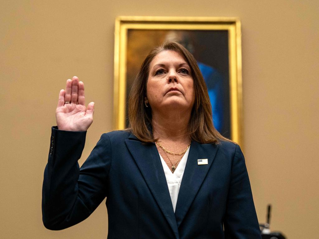 United States Secret Service Director Kimberly Cheatle is sworn in before testifying before the House Oversight and Accountability Committee. Picture: AFP