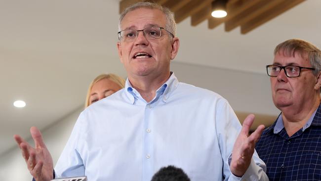 Scott Morrison speaks at a press conference in Darwin on Tuesday. Picture: Getty Images