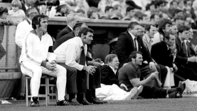 Hafey watching his Tiger take on Geelong in 1972.