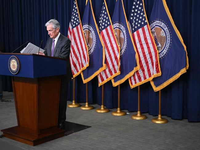 US Federal Reserve Chairman Jerome Powell holds a press conference at the end of the two-day Federal Open Market Committee (FOMC) meeting at the Federal Reserve in Washington, DC, on March 20, 2024. The Reserve voted Wednesday to hold interest rates at a 23-year high, between 5.25 percent and 5.50 percent, for a fifth consecutive meeting, and signaled it still expects to make three rate cuts this year. (Photo by Mandel NGAN / AFP)