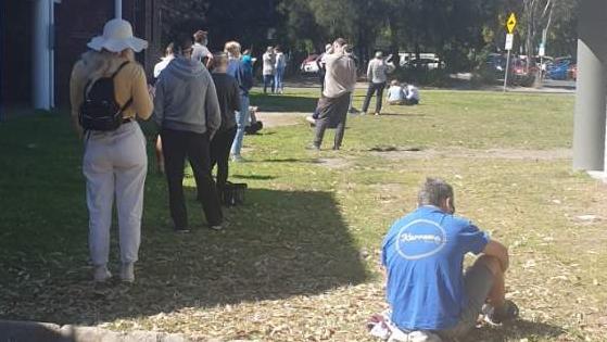 COVID testing queue at Albert Waterways community centre in Broadbeach