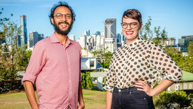 Brisbane City Councillor Jonathan Sri and Amy McMahon in 2020. Picture: Richard Walker