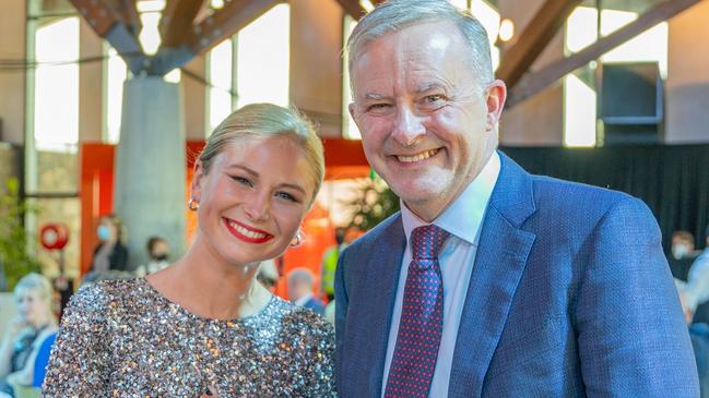 Grace Tame and Anthony Albanese at the 2022 Australian of the Year awards. Picture: Anthony Albanese/Facebook