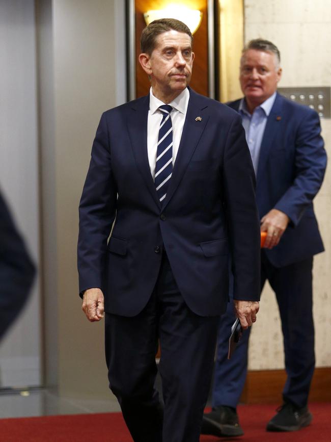 Cameron Dick arrives before the Labor caucus meeting in Brisbane. Picture: NCA NewsWire/Tertius Pickard