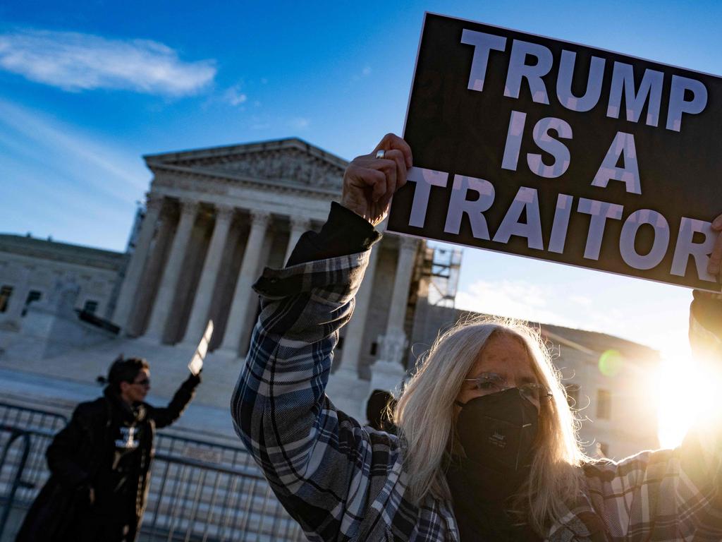 Anti-Trump demonstrators protest outside the US Supreme Court. Picture: Roberto Schmidt (AFP)