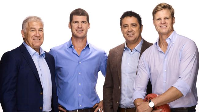 Gerard Healy, Jonathon Brown, Garry Lyon and Nick Riewoldt for the 2020 season of On the Couch for Fox Footy.