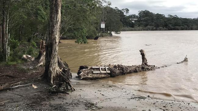 Tallebudgera Creek burst it's banks overnight. Photo: Jack Harbour